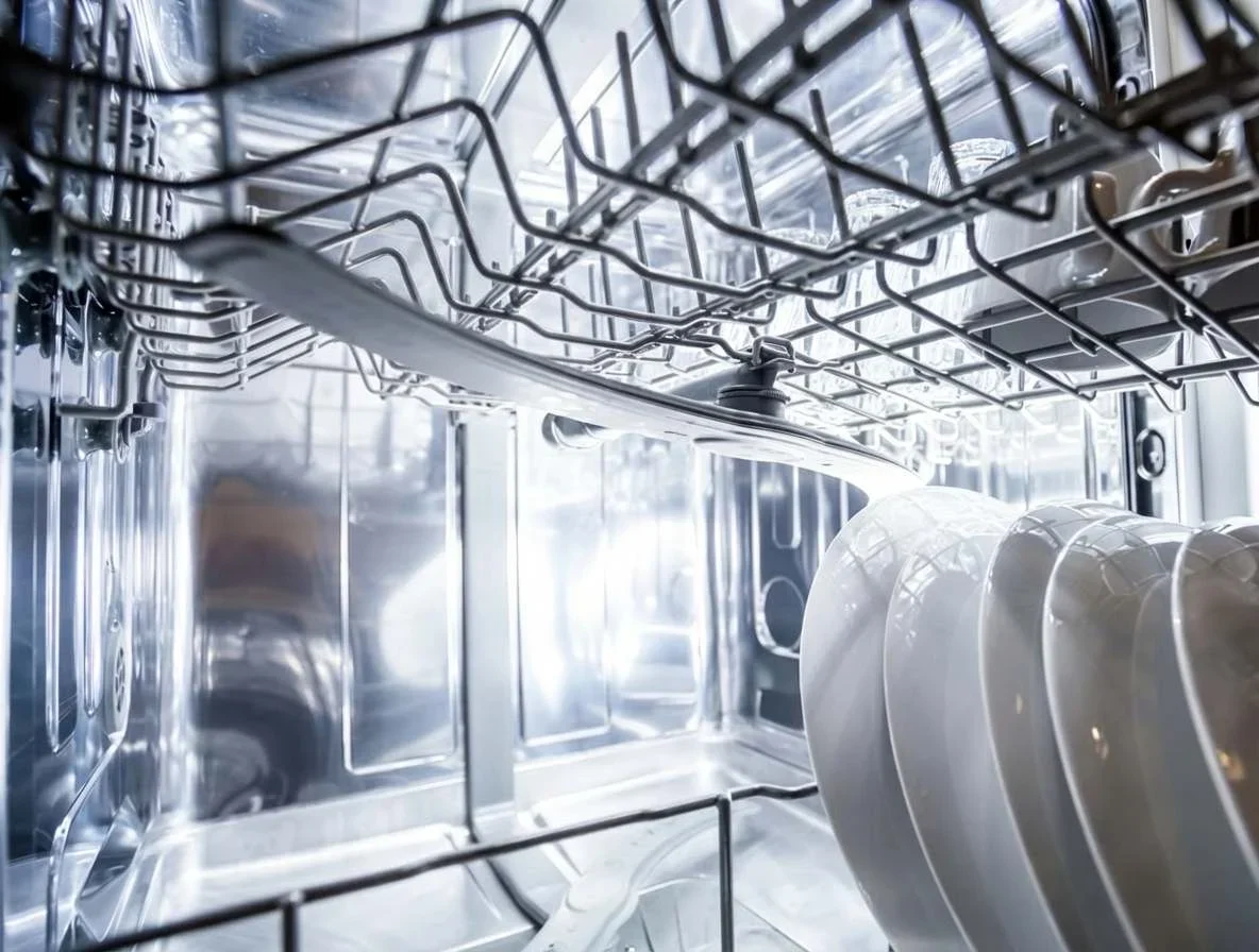 Professional Bristol appliance repair tip: checking a dishwasher spray arm for mechanical obstructions like kitchenware to fix knocking sounds